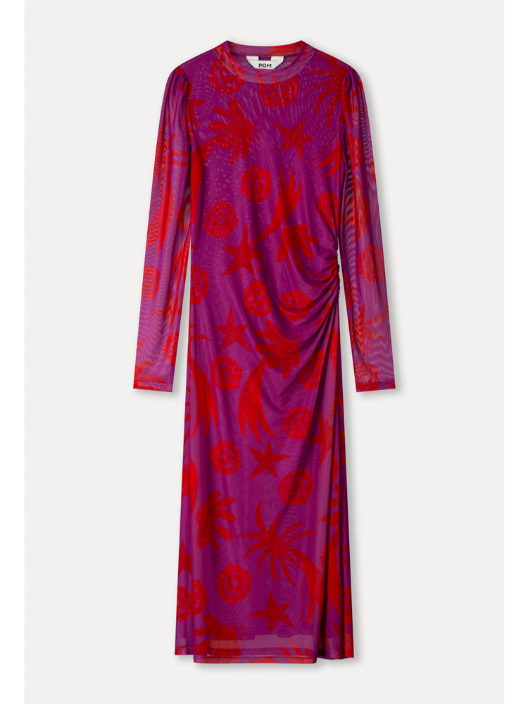 Pom Mesh Dress Splashing Fireworks