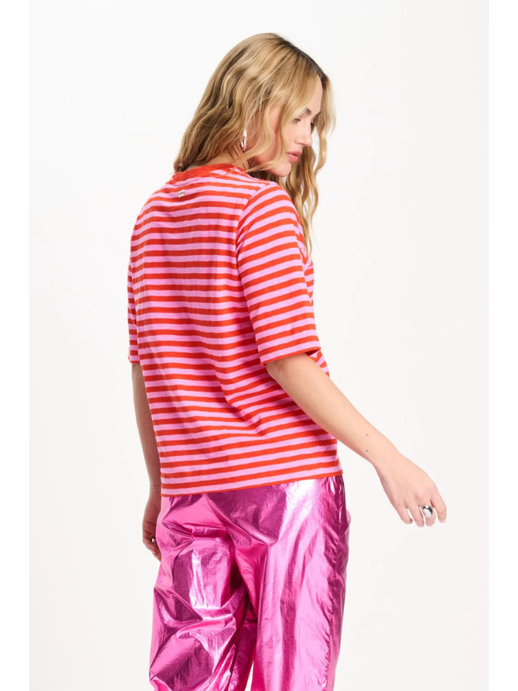 Pom Stripe Orange Pink T-Shirt