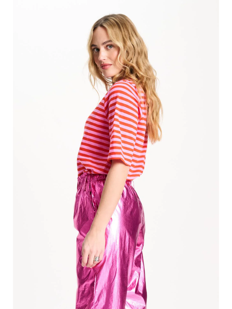 Pom Stripe Orange Pink T-Shirt