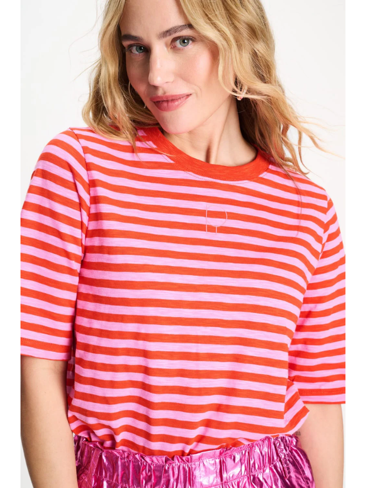 Pom Stripe Orange Pink T-Shirt