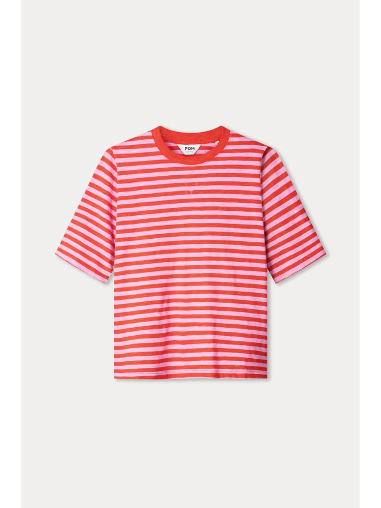 Pom Stripe Orange Pink T-Shirt