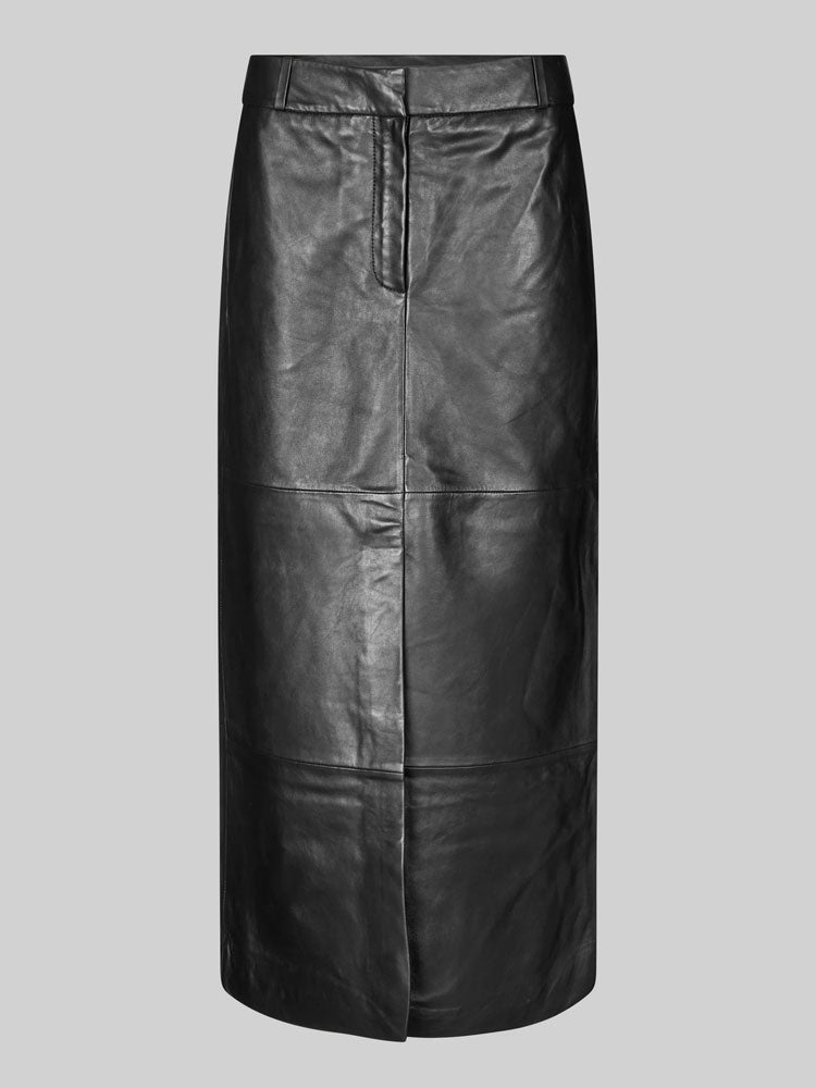 Second Female Letho Leather Maxi Skirt Black