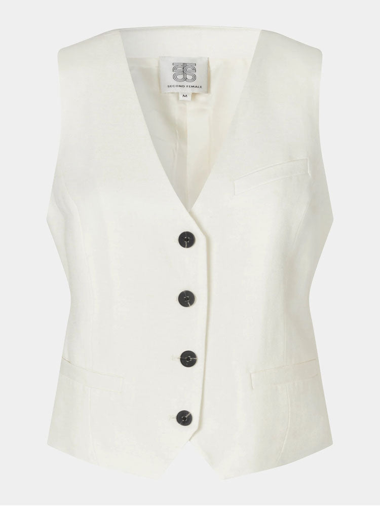 Second Female Lino Waistcoat Antique White