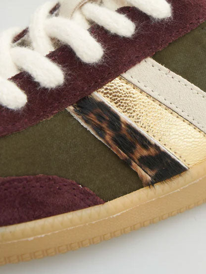 Serafini Copenhagen Vintage Trainers Green Velvet &amp; Leopard