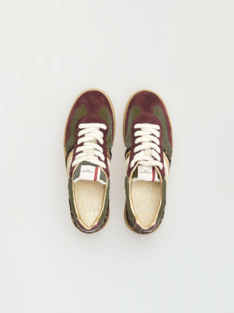 Serafini Copenhagen Vintage Trainers Green Velvet &amp; Leopard
