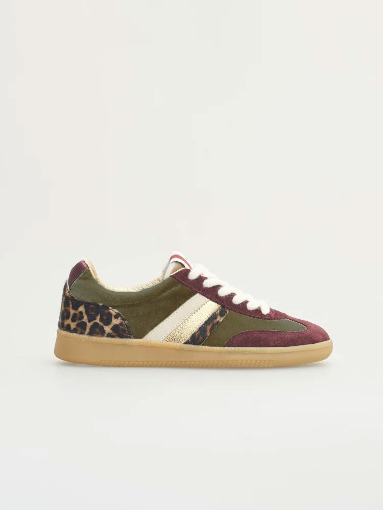 Serafini Copenhagen Vintage Trainers Green Velvet &amp; Leopard