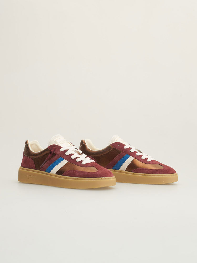 Serafini Court Trainers Bronze, Burgundy &amp; Milk