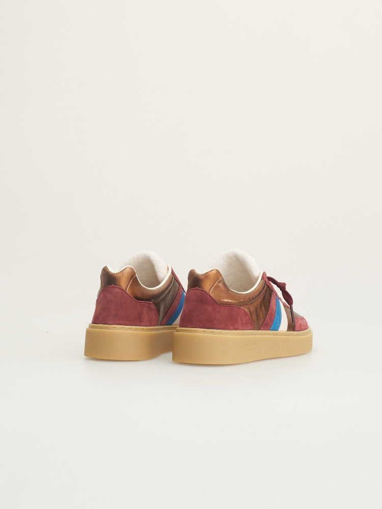 Serafini Court Trainers Bronze, Burgundy &amp; Milk