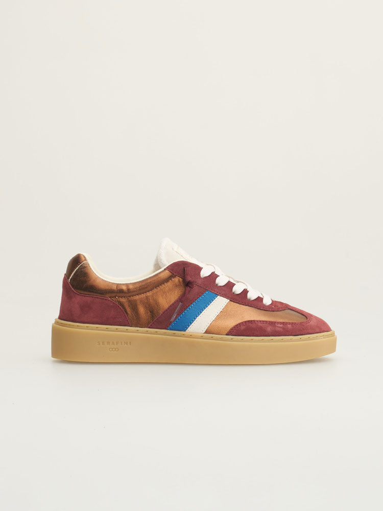 Serafini Court Trainers Bronze, Burgundy &amp; Milk