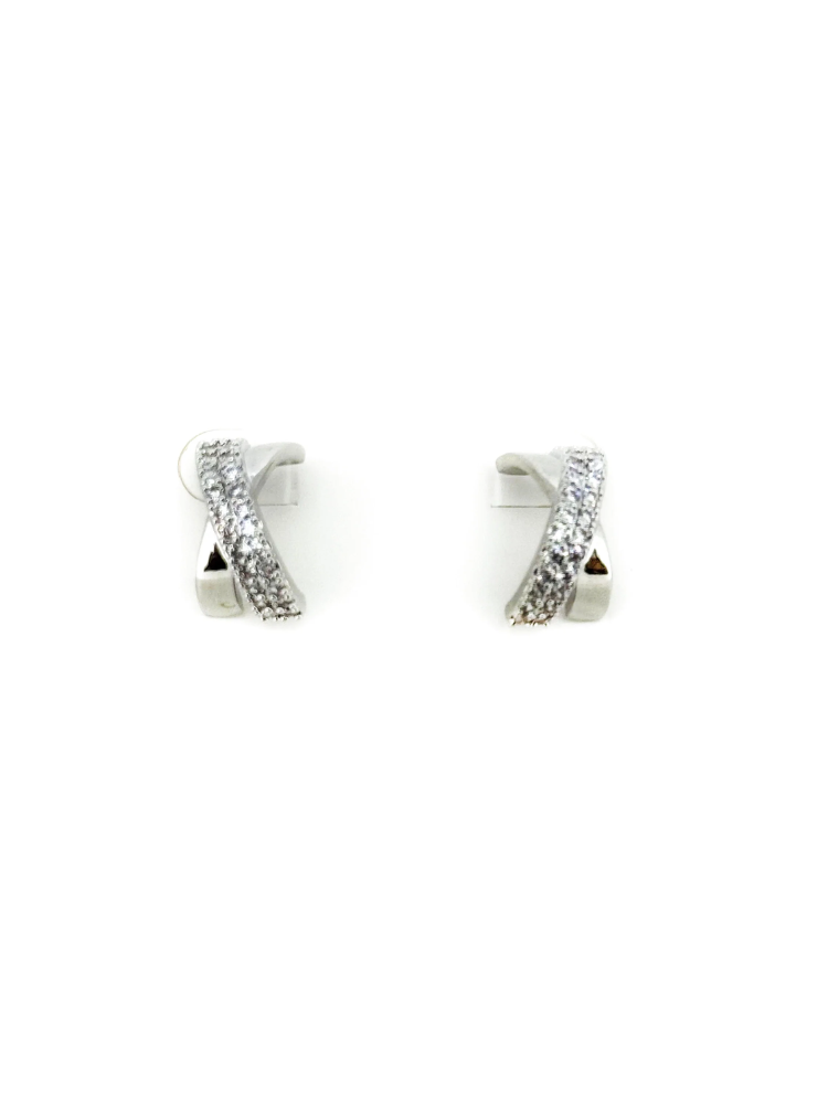 Envy Diamante Cross Earrings Silver