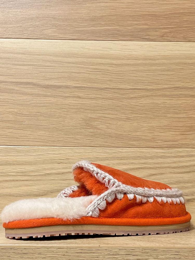 Mou Full Eskimo Stitch Slippers Burnt Orange