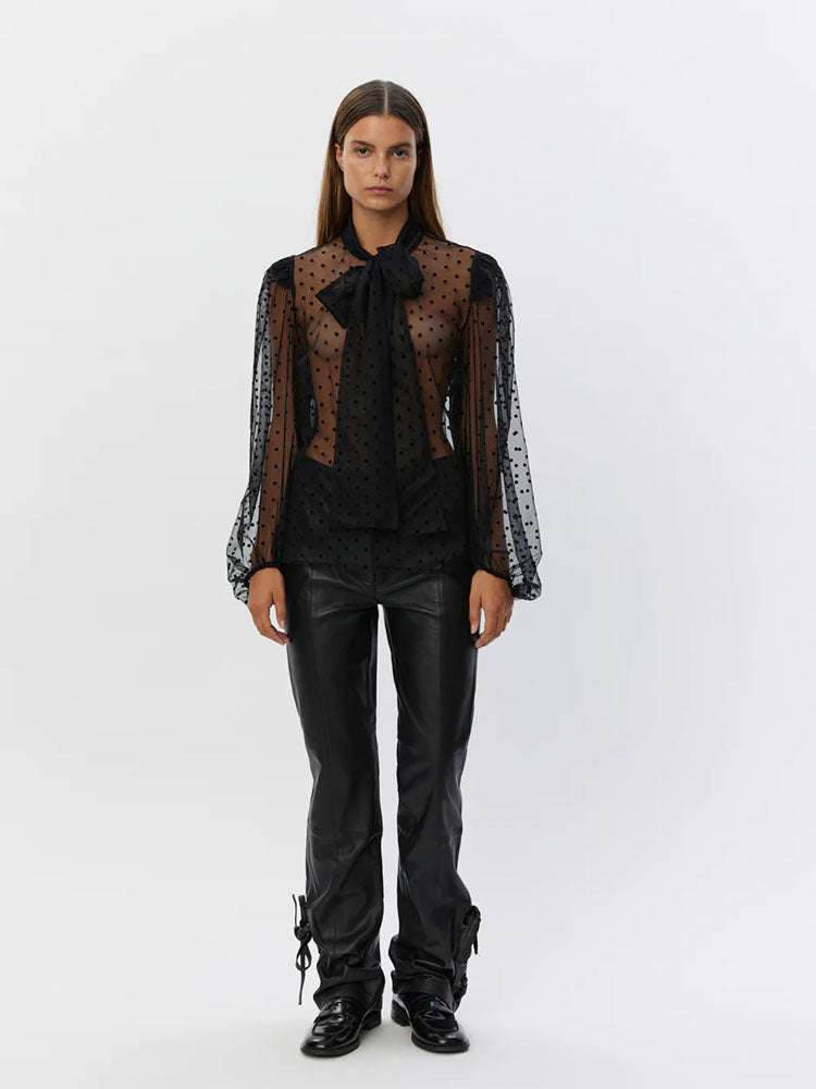 Sofie Schnoor Zayla Sheer Blouse with Tie Black