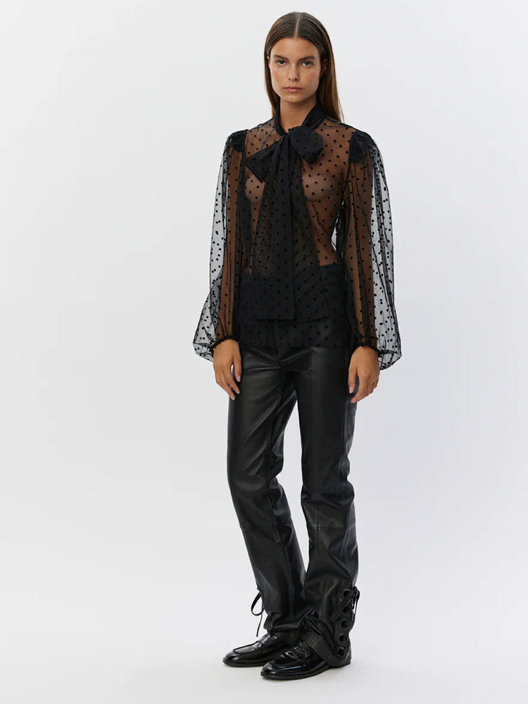 Sofie Schnoor Zayla Sheer Blouse with Tie Black