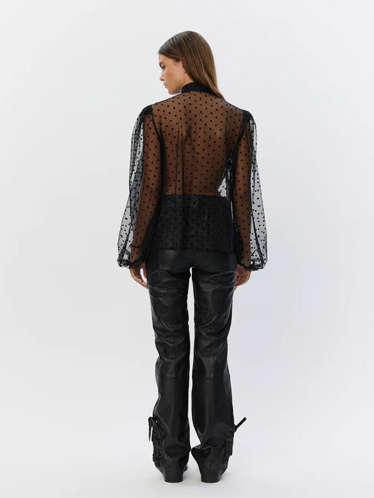 Sofie Schnoor Zayla Sheer Blouse with Tie Black