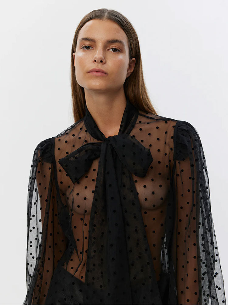 Sofie Schnoor Zayla Sheer Blouse with Tie Black