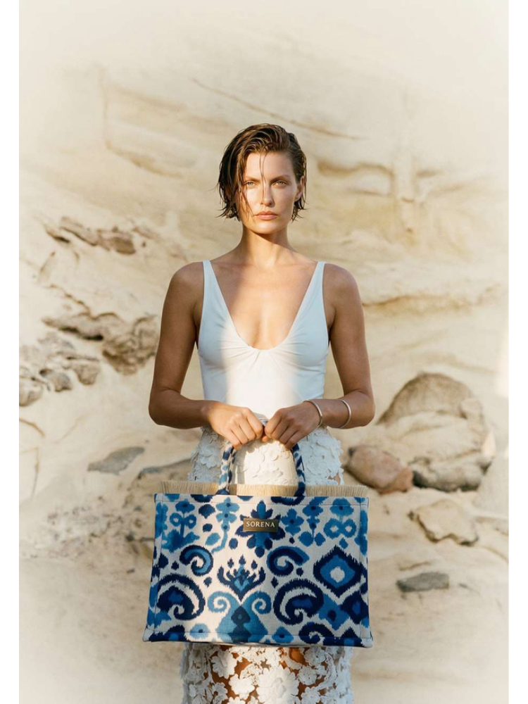 Sorena Thalassa Large Tote Bag Blue Print