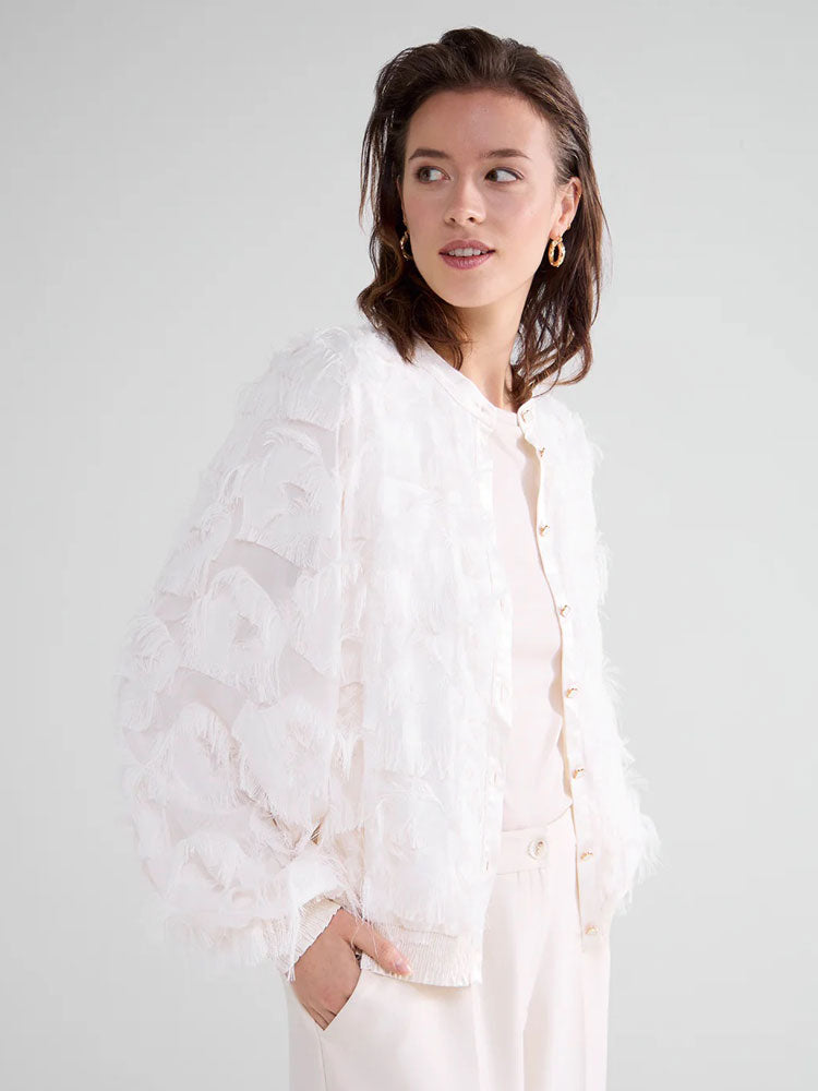 Summum Fluffy Fringe Blouse Ivory