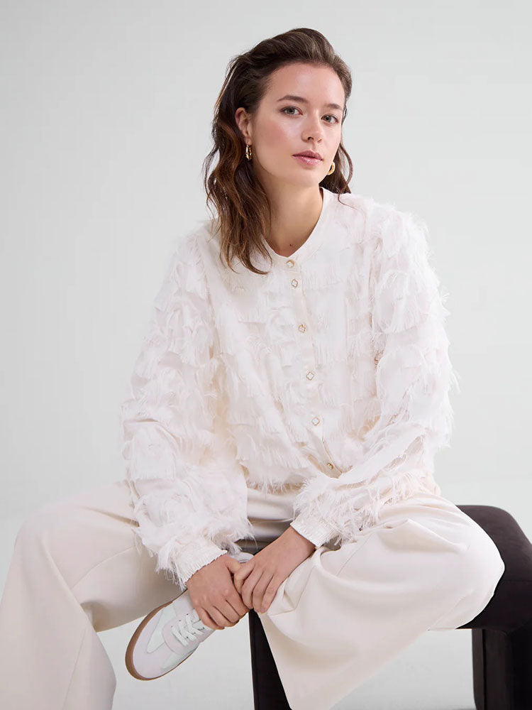 Summum Fluffy Fringe Blouse Ivory