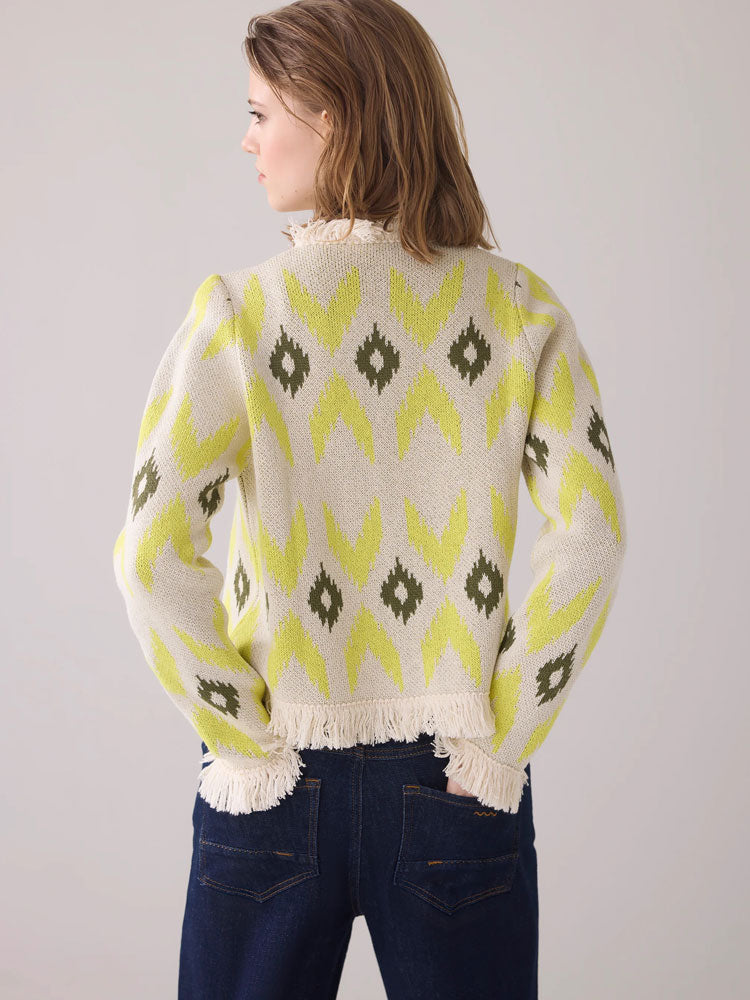 Summum Knitted Ikat Cardigan Mimosa Yellow