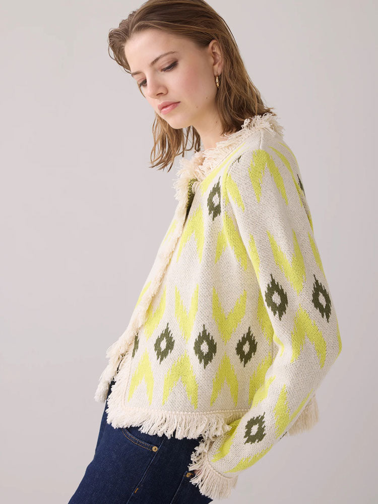 Summum Knitted Ikat Cardigan Mimosa Yellow