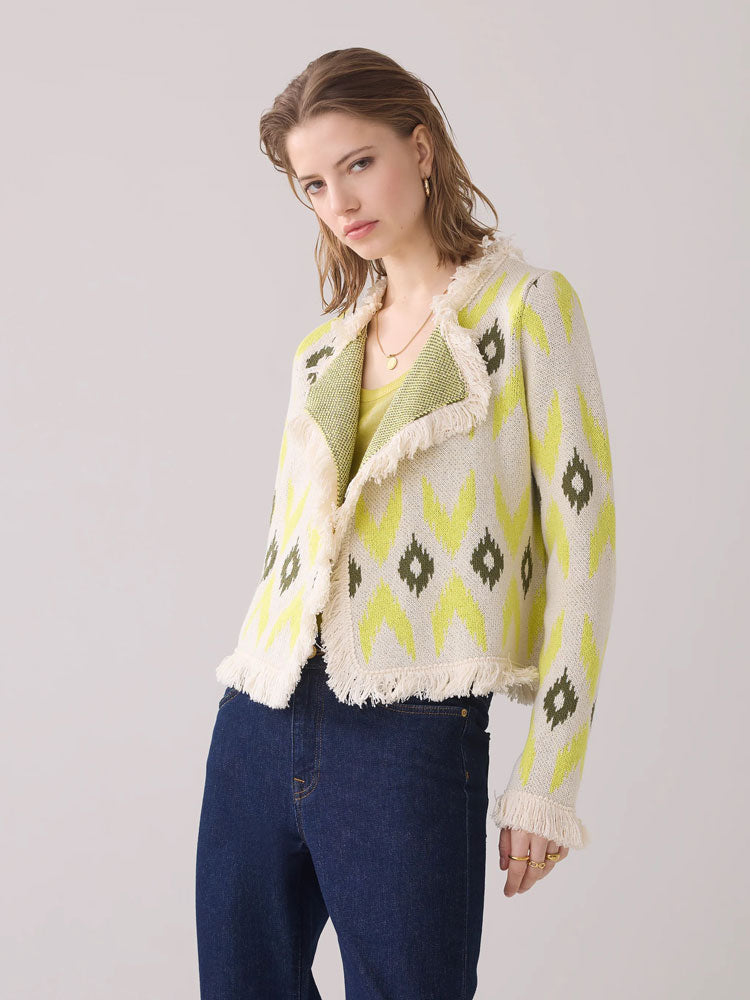 Summum Knitted Ikat Cardigan Mimosa Yellow