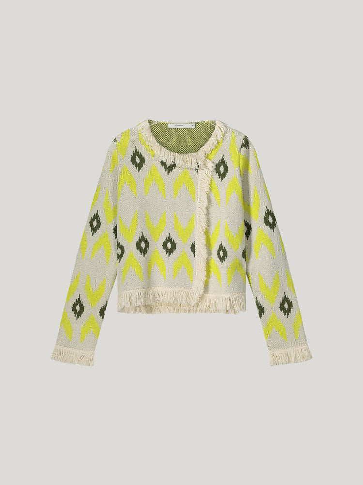 Summum Knitted Ikat Cardigan Mimosa Yellow