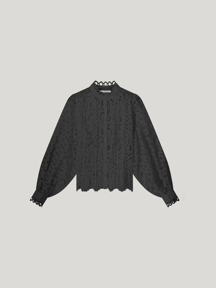 Summum Organza Lace Blouse Black