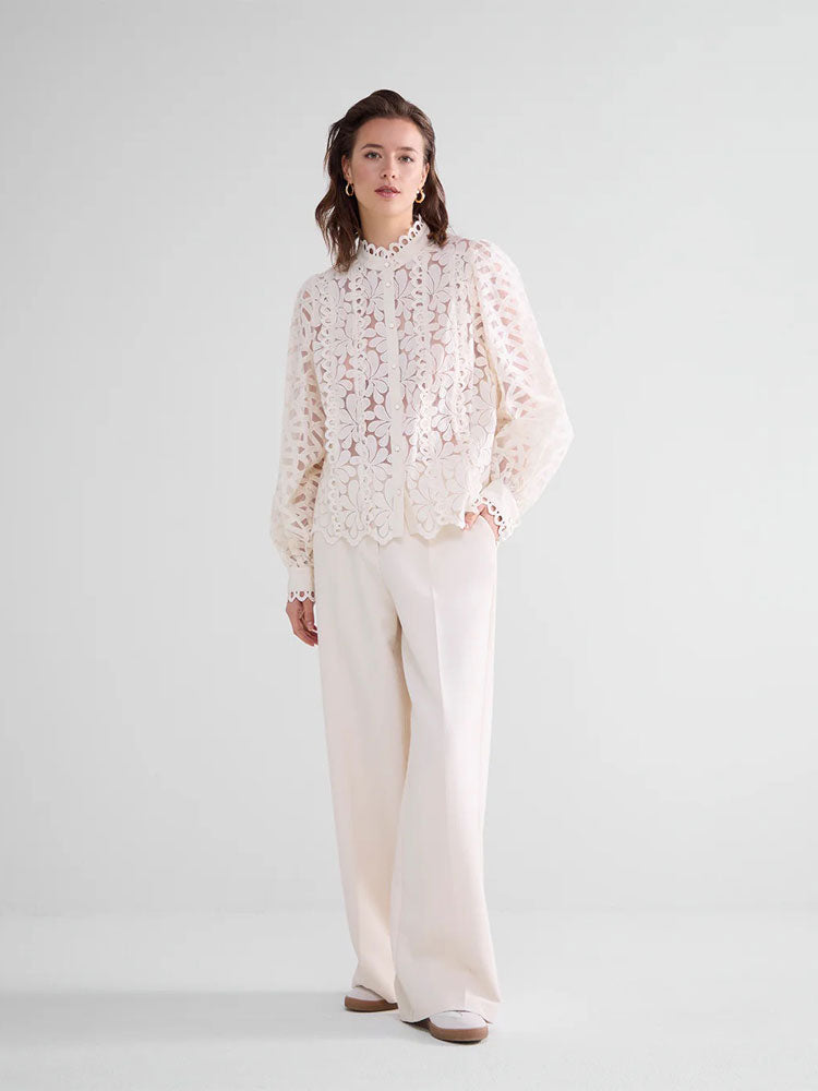 Summum Organza Lace Blouse Ivory