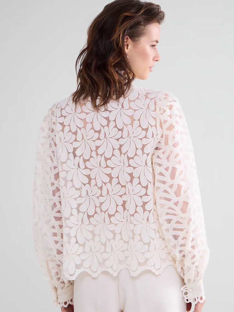 Summum Organza Lace Blouse Ivory