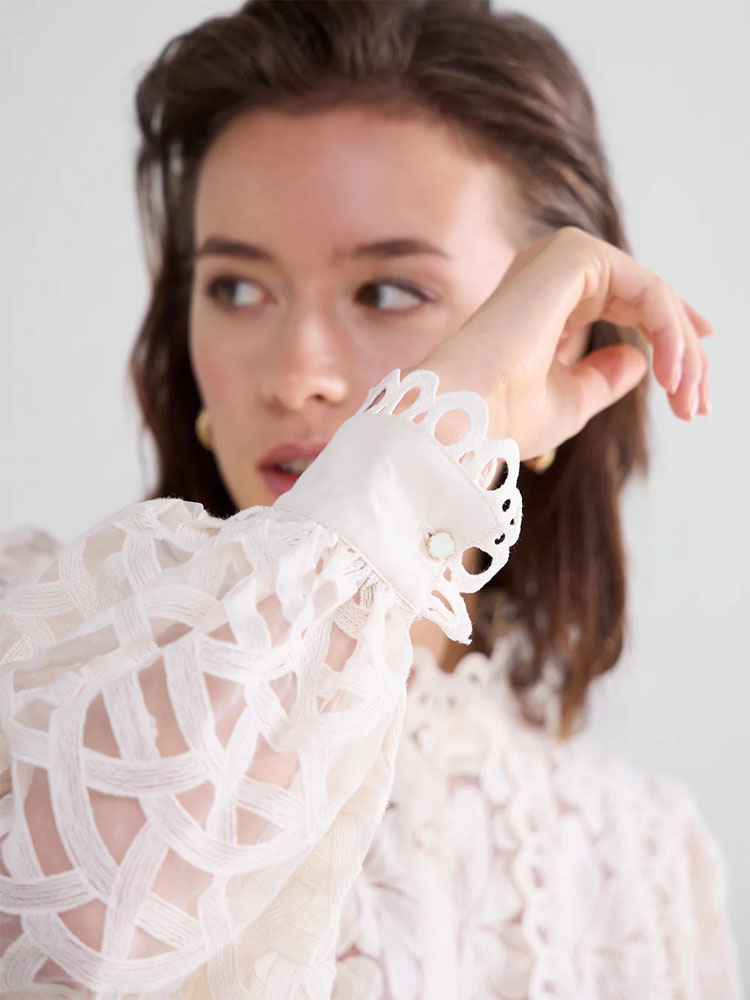 Summum Organza Lace Blouse Ivory