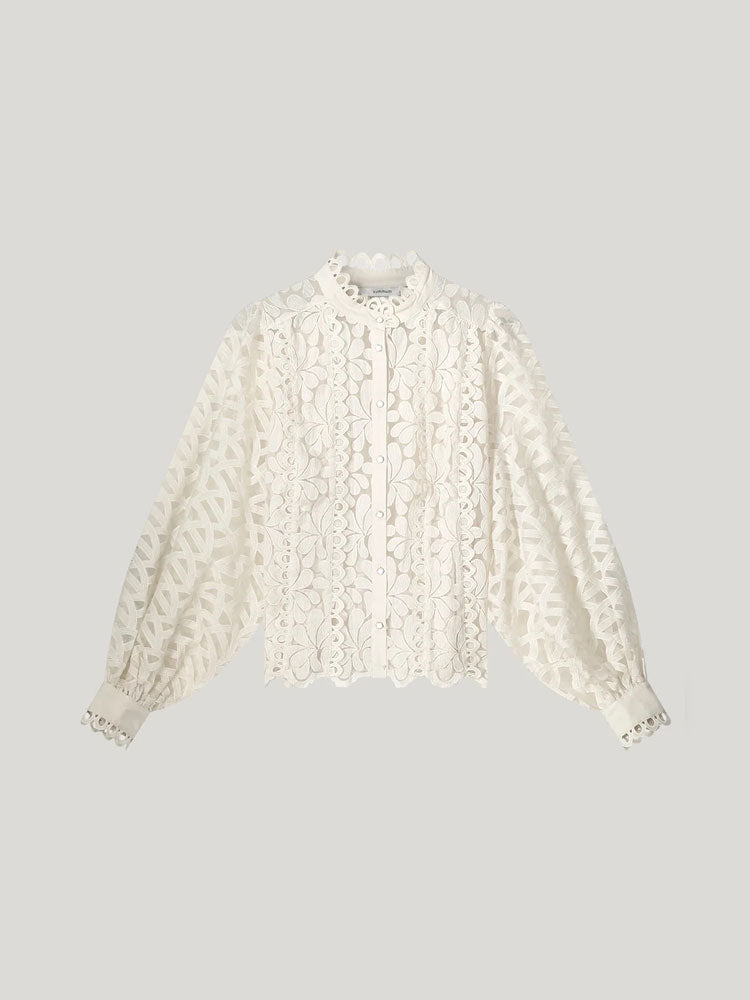 Summum Organza Lace Blouse Ivory