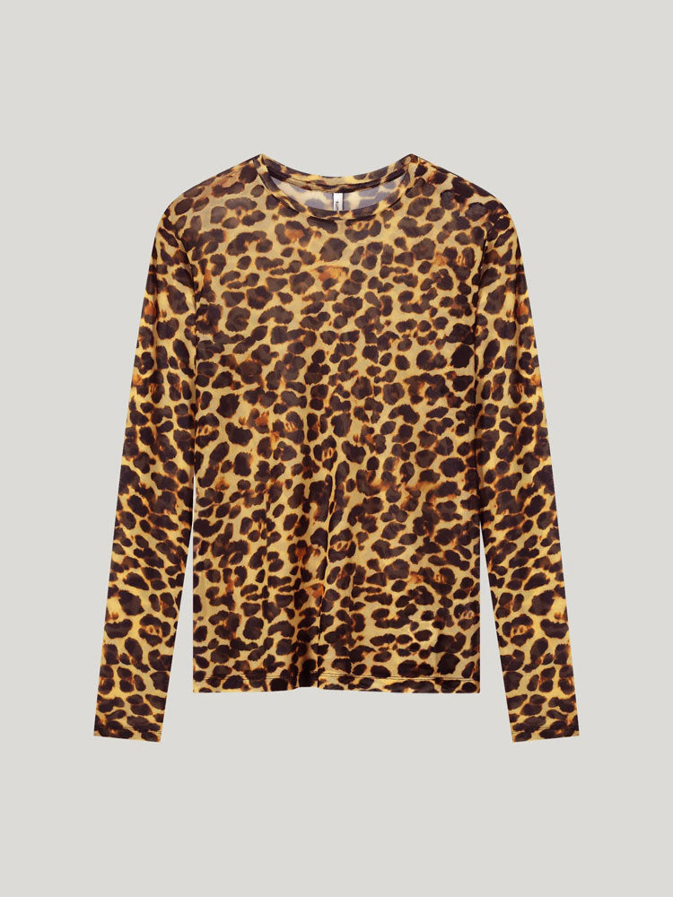 Summum Printed Mesh Top Leopard