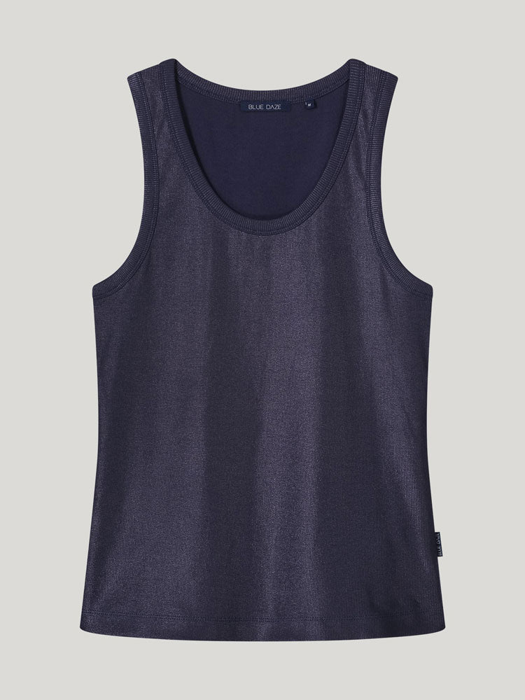 Summum Ribbed Tank Top Navy Noir