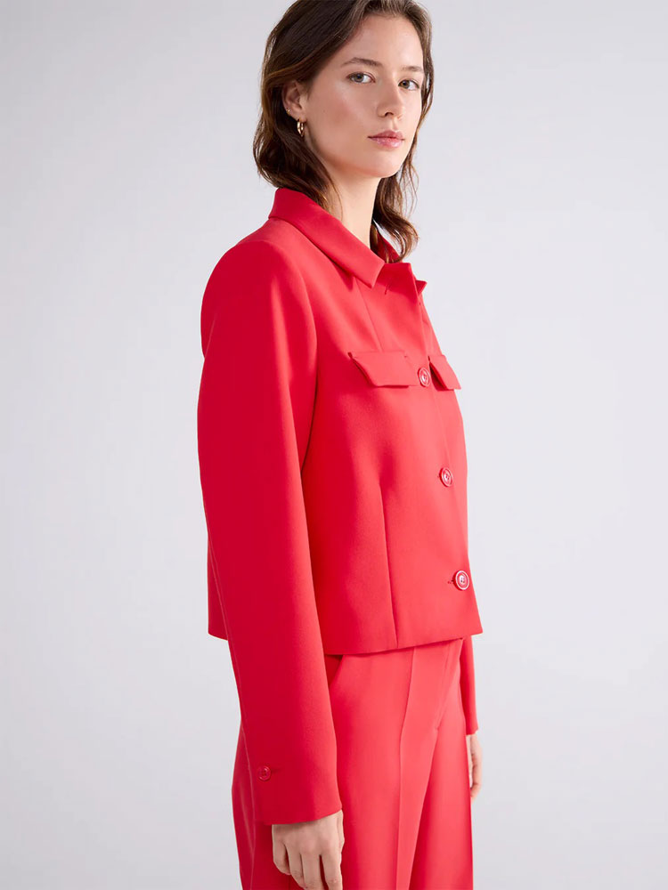 Summum Short Jacket with Blouse Collar True Red