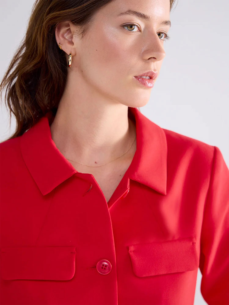 Summum Short Jacket with Blouse Collar True Red