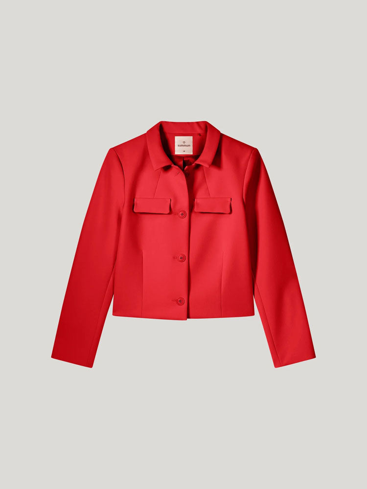 Summum Short Jacket with Blouse Collar True Red