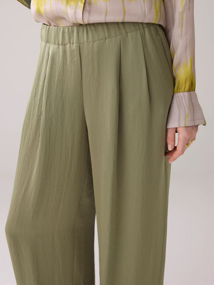 Summum Silky Touch Wide Leg Trousers Combat Green