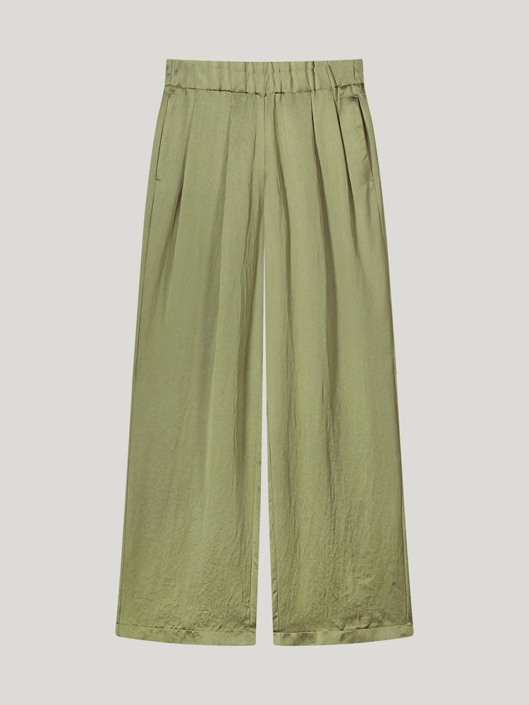 Summum Silky Touch Wide Leg Trousers Combat Green