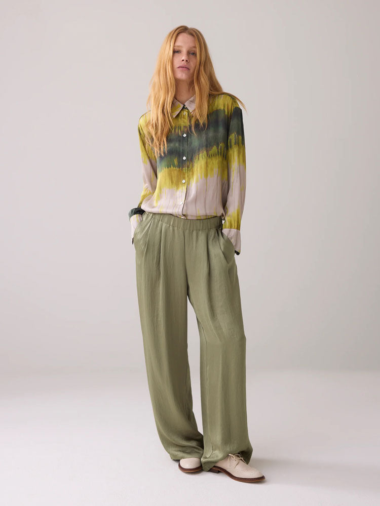 Summum Silky Touch Wide Leg Trousers Combat Green