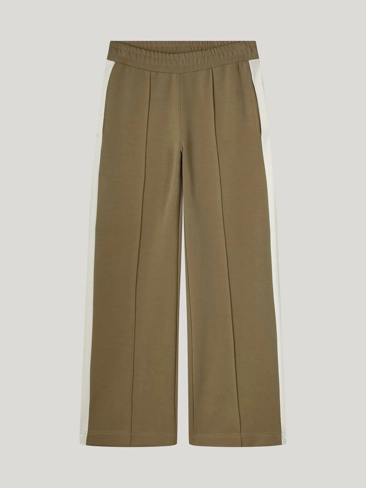 Summum Soft Scuba Wide Leg Trousers Khaki