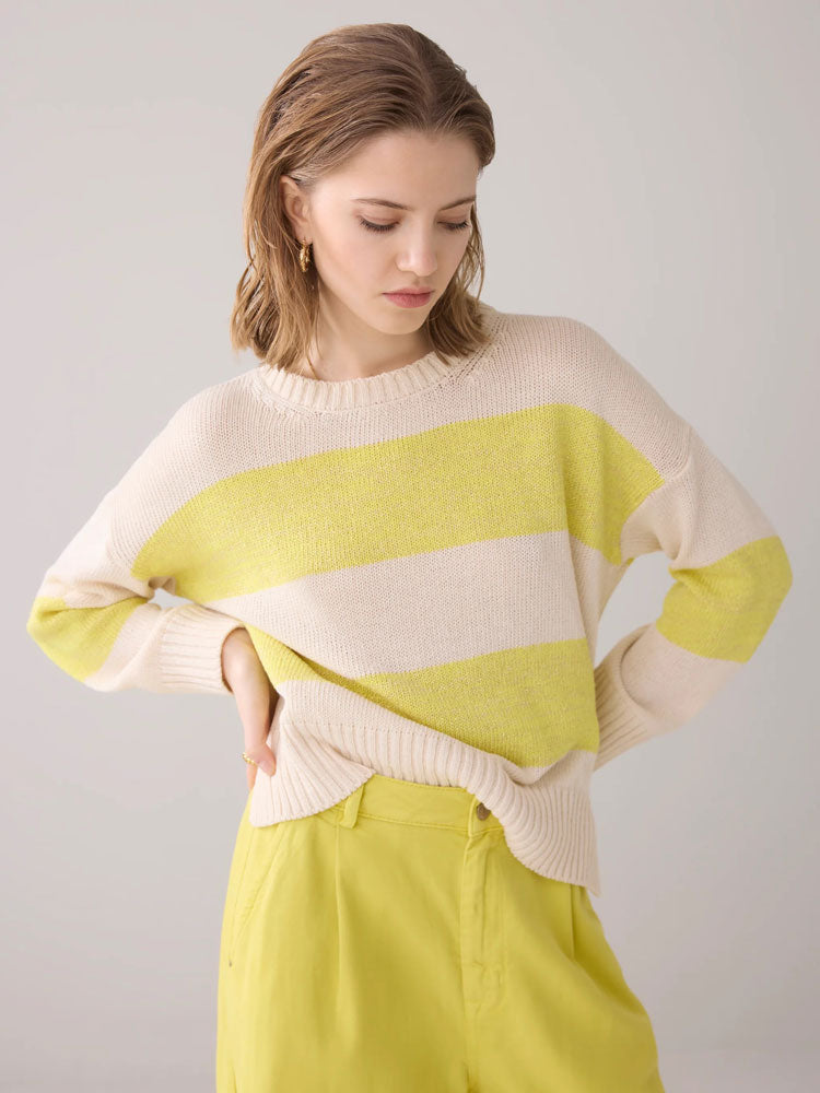 Summum Striped Jumper Ivory &amp; Yellow