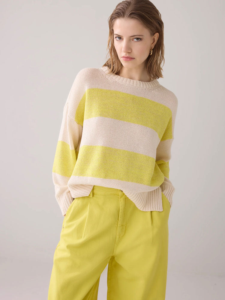 Summum Striped Jumper Ivory &amp; Yellow