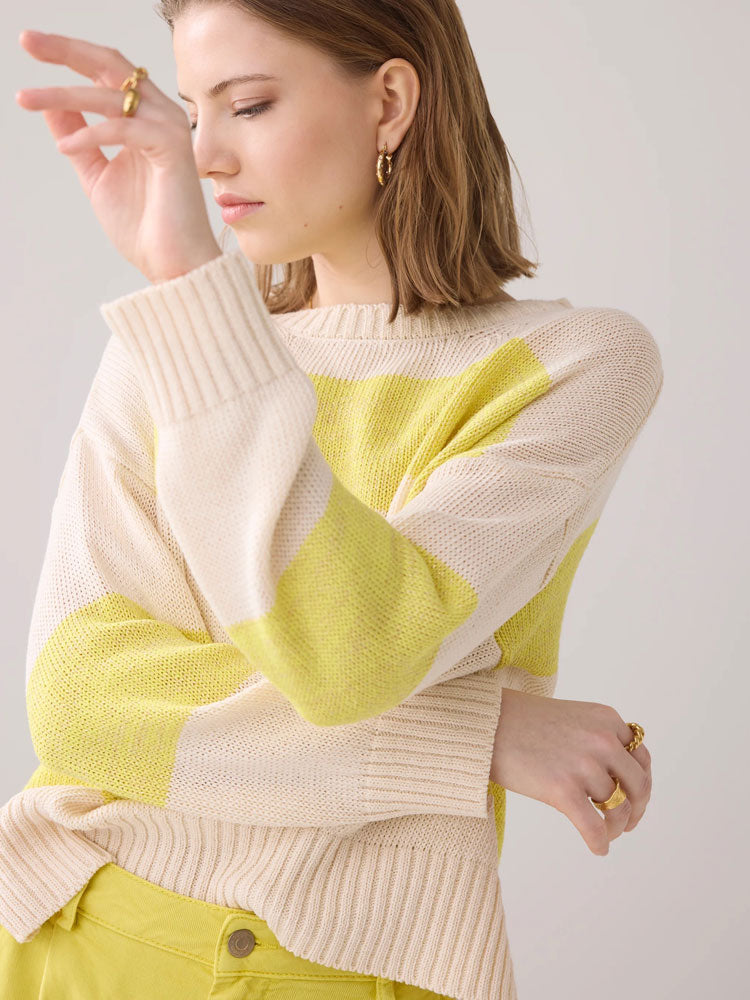 Summum Striped Jumper Ivory &amp; Yellow