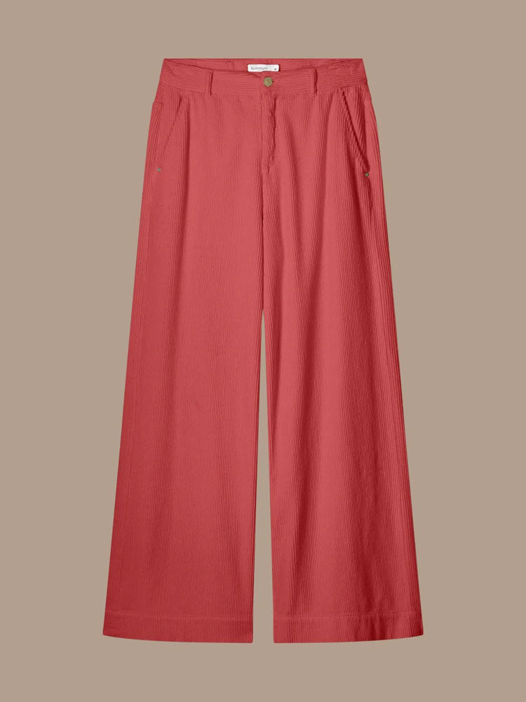 Summum Wide Leg Cord Trousers Red