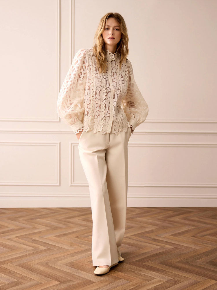 Summum Wide Leg Trousers Ivory