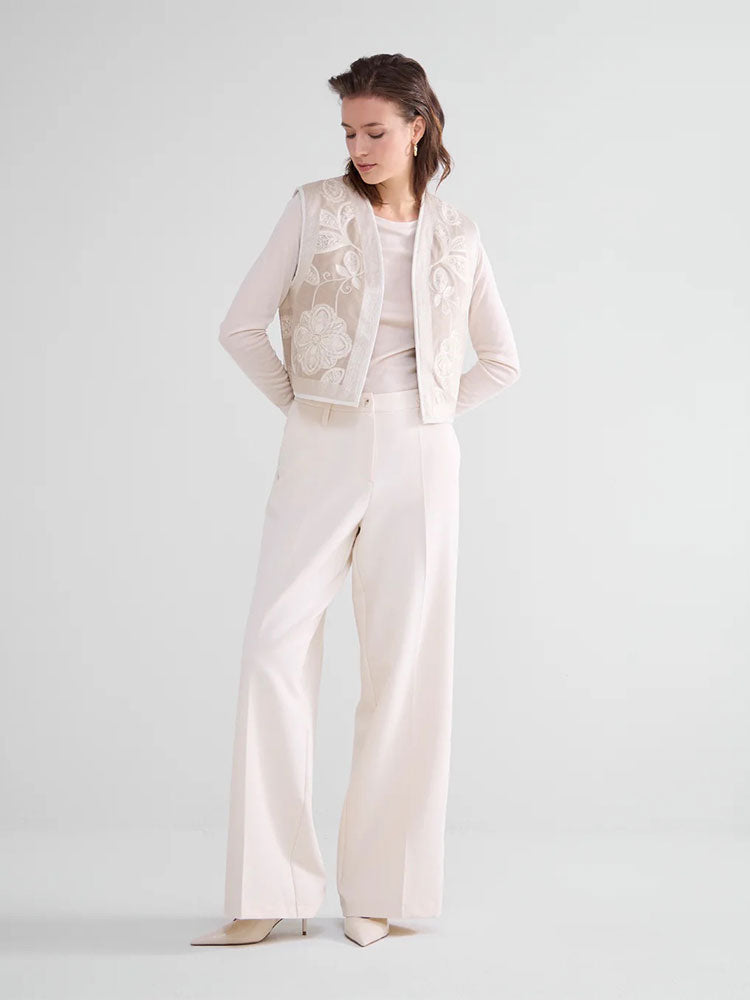 Summum Wide Leg Trousers Ivory