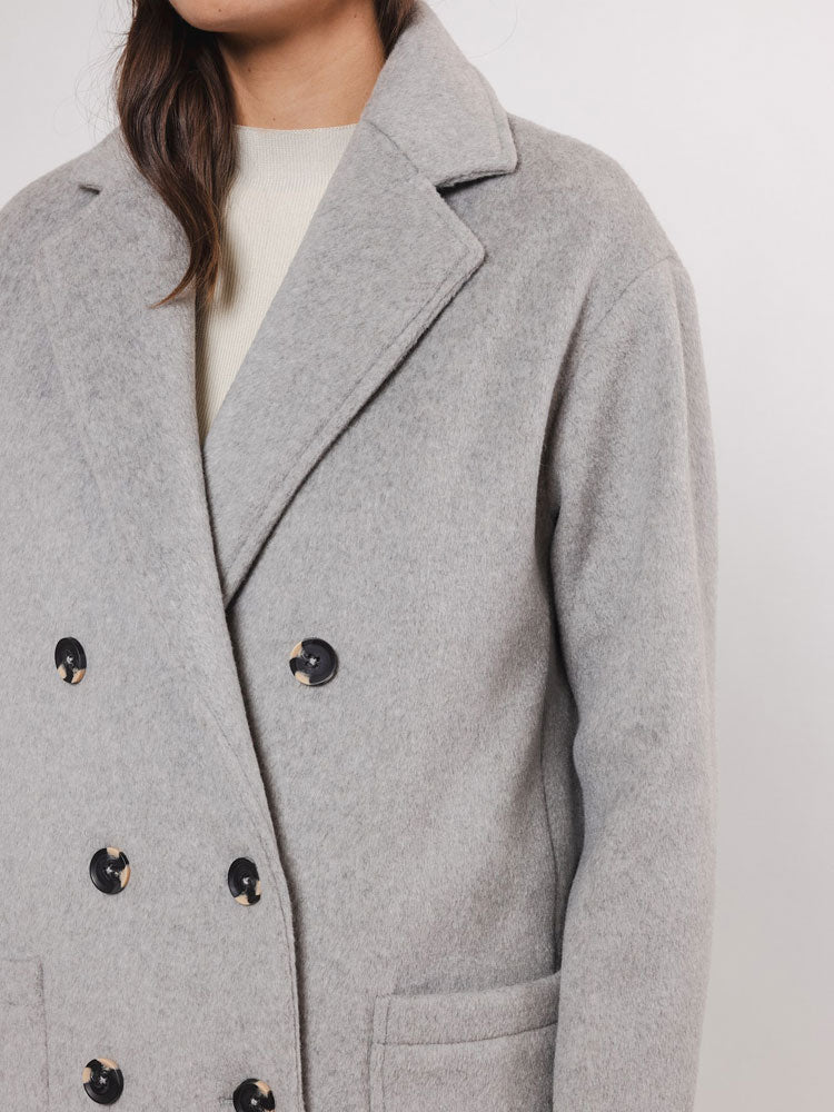 Rino &amp; Pelle Long Double Breasted Coat Light Grey