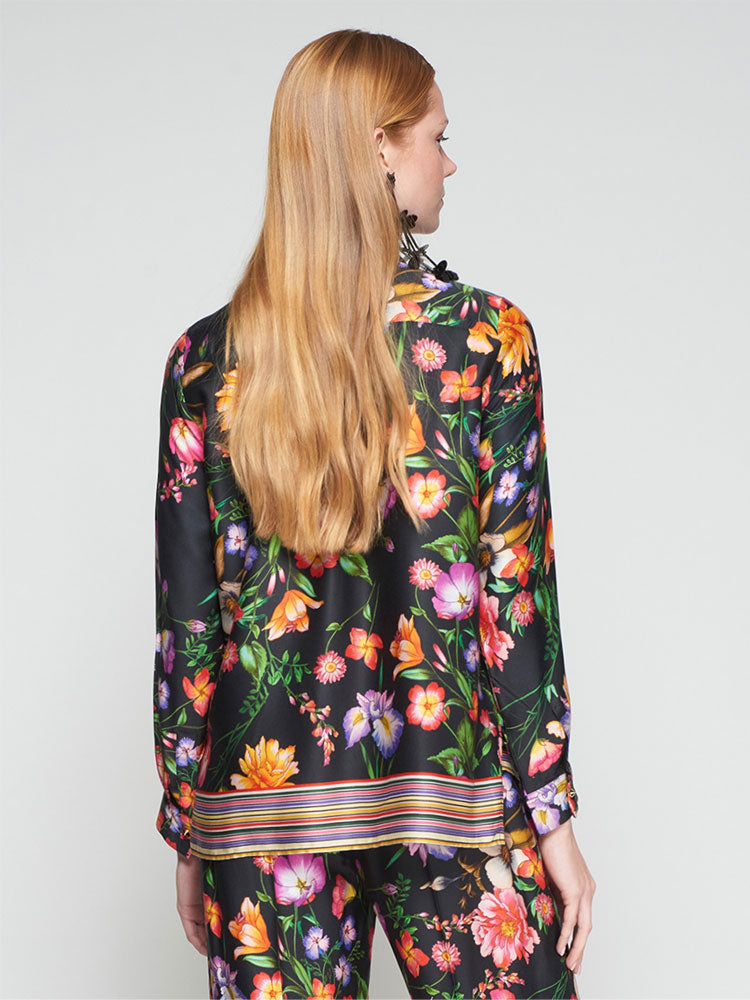 Vilagallo Floral Black Shirt