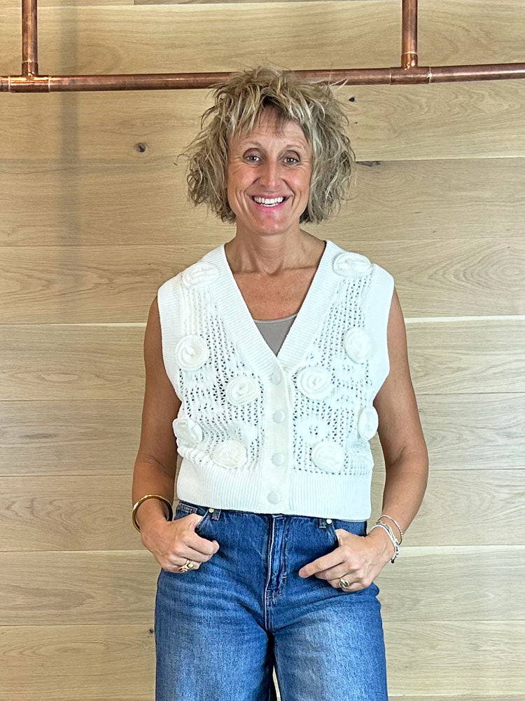 YAS Yasrose Knit Vest Star White