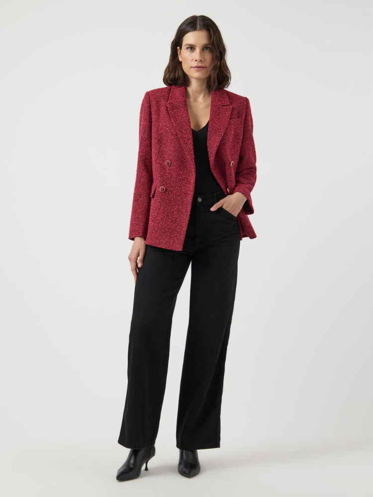 YAS Yaspetra Boucle Blazer Red &amp; Pink